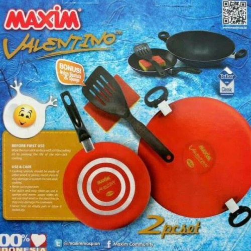 PAKET 2PCS WOK30-22FP SALE - WAJAN PENGGORENGAN TEFLON SET / MAXIM VALENTINO 2 PCS SET PERALATAN MEMASAK ORI