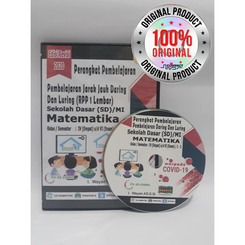 RPP 1 lembar (RPP daring dan Luring/tatap muka) SD Matematika Kelas 4,5 dan 6, 2Semester