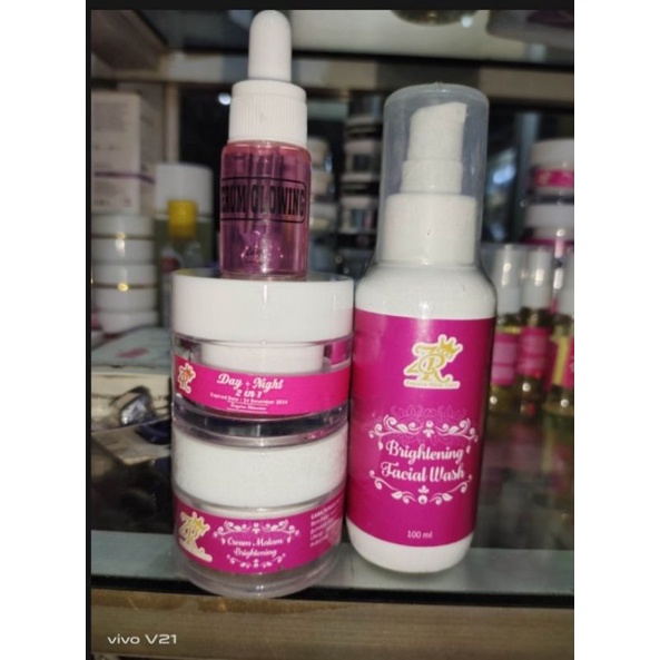 Paket Cream Bpom Cream Malam Brightening +Cream 2In1 Siang/Malam+Sabun Brightening+Serum Glowing