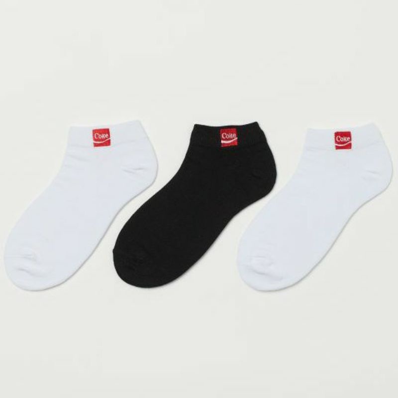 H&amp;M COCA COLA COKE ANKLE SOCKS 1 PACK KAOS KAKI HITAM PUTIH COCA COLA