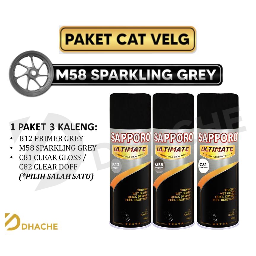 Paket Cat Velg M58 Sparkling Grey Sapporo Ultimate / Sapporo Spray