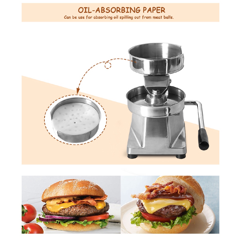 Mesin Pembuat Daging Hamburger Manual Bahan Stainless Steel