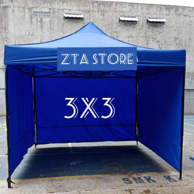 Tenda lipat 3x3 + tirai 3 sisi tenda cafe bazar tenda matic