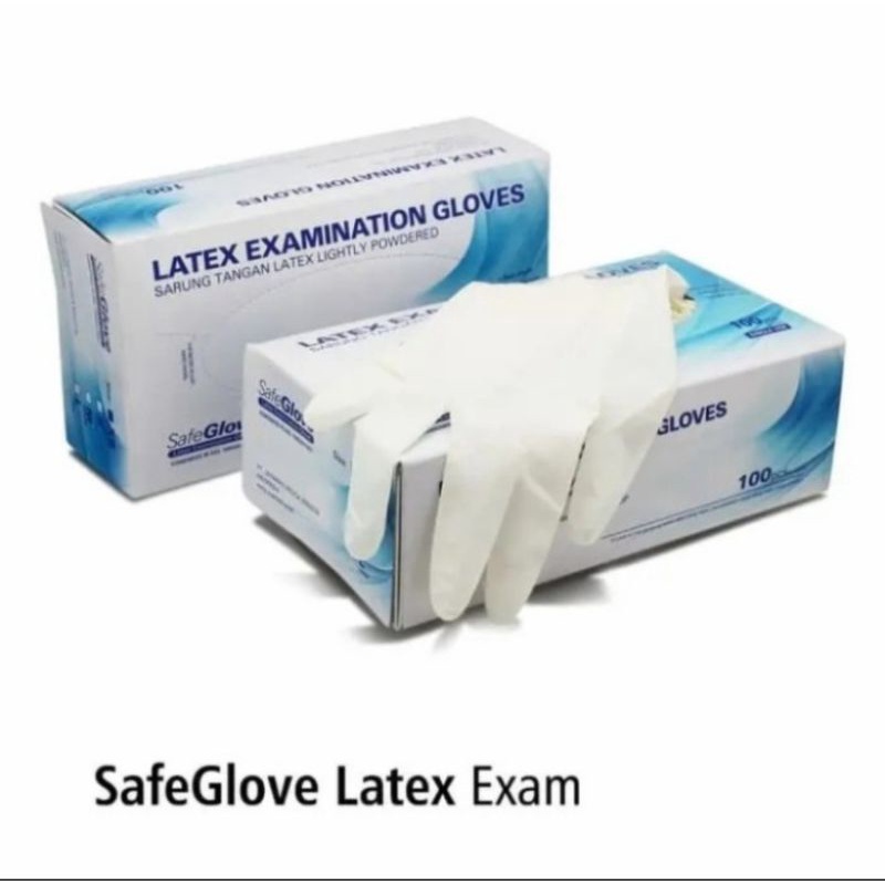 Sarung Tangan SafeGloves Latex Powdered 1 box isi 100 pcs