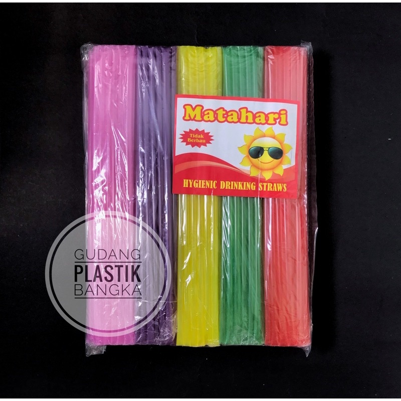 Sedotan Plastik Warna-Warni Merk Matahari