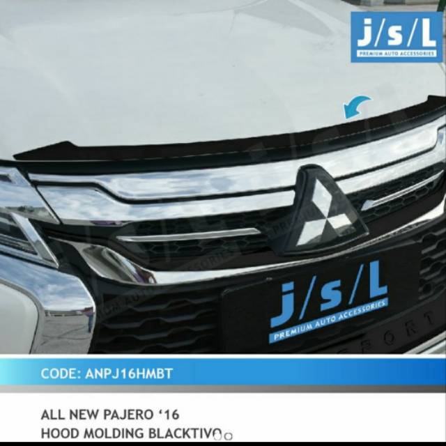 Hood molding/ list kap mesin all new Pajero 2016 Hitam &amp; Chrome jsl