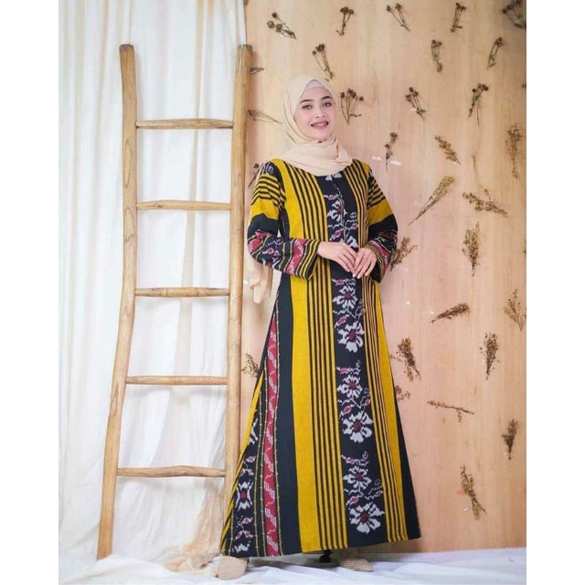 Gamis tenun jepara baju tenun jepara etnik GT2