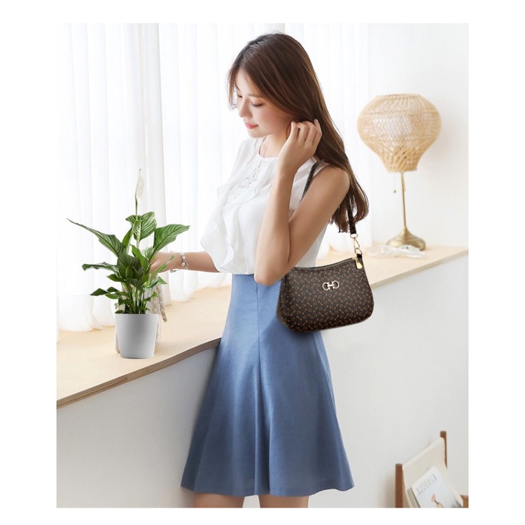 TAS SELEMPANG WANITA SLING BAG KOREA IMPORT KULIT COKLAT NOTRE TA409B7 PREMIUM KEKINIAN BATAM CEWEK MURAH