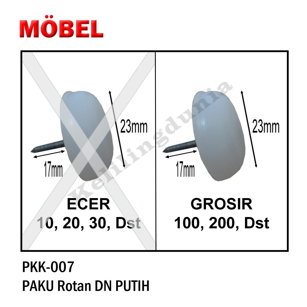 GROSIR Paku Rotan Kursi Plastik Tebal Alas Kaki Bawah Meja Lemari PUTIH (100 BH) Perkantong