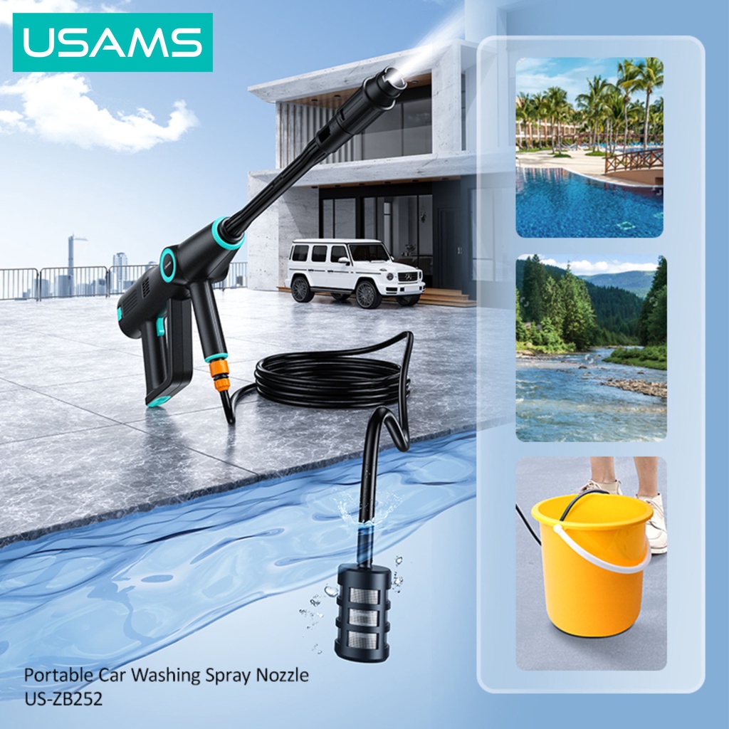 USAMS ZB252 Portable Car Washing Spray Nozzle Gun Cuci Mobil