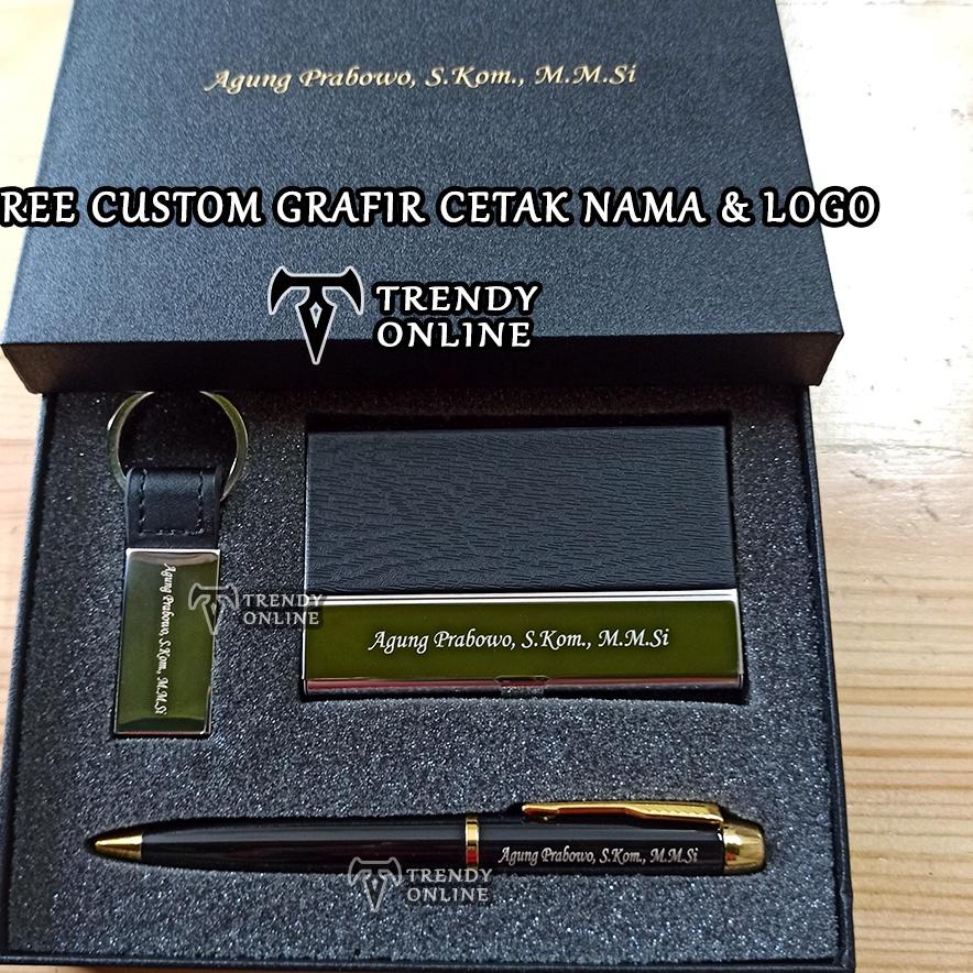 

Trendy Gift set Souvenir Ballpoint, si, Hadiah, Pulpen Giftset Exclusif Card Holder dan Gantungan Kunci