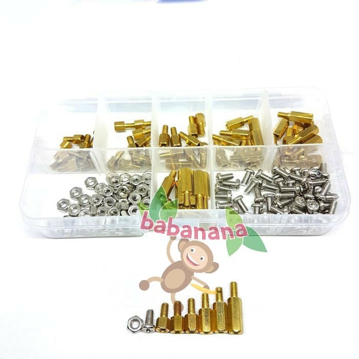 180pcs M3 Standoff screw brass Assortment kit box