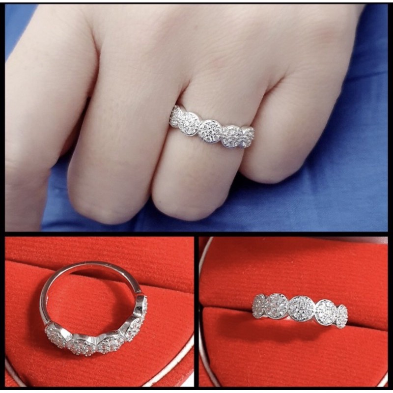 Cincin wanita cincin perak 925 lapis emas putih perhiasan cincin perak 925 S363