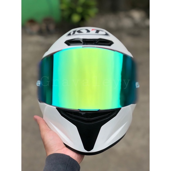 VISOR IRIDIUM GOLD X GREEN KYT TT COURSE