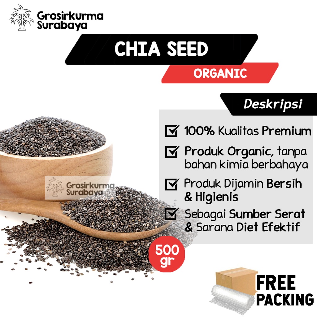 Organic Black Chia Seed 500gr Bagus Untuk Kesehatan Diet Keto Shirataki Chiaseed Herbal Safiya