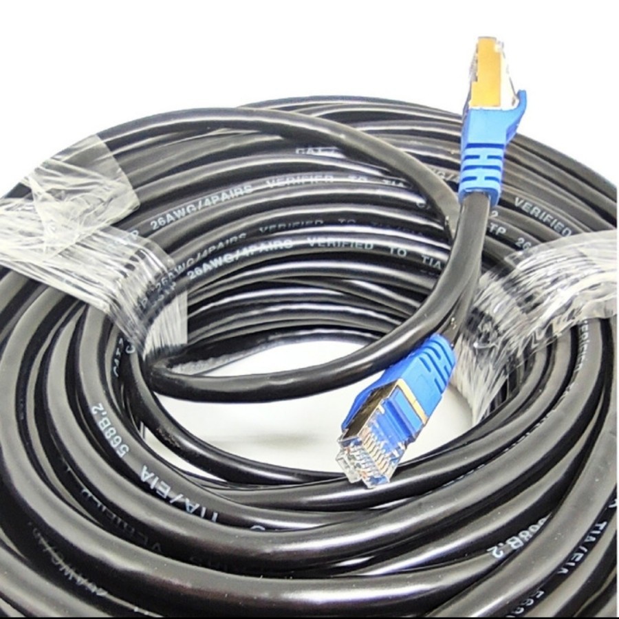 KABEL LAN CAT7 HITAM SSTP 30M CAT 7 PABRIKAN 30 METER 10GBps