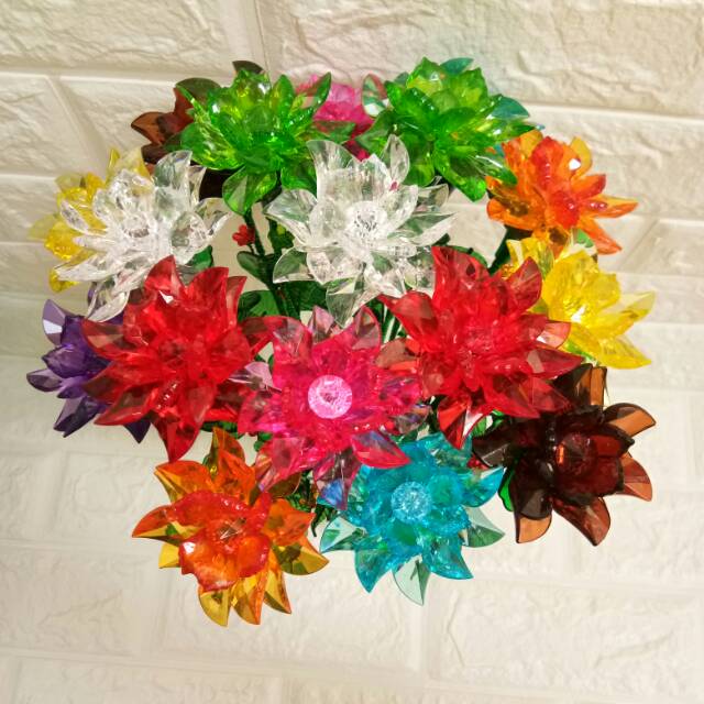 Bunga kristal bening manik akrilik