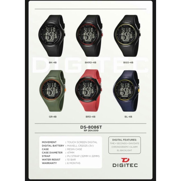 Jam tangan pria Digitec DS 8086  / DG 8086 original Digitec 8086 Digital touch screen Tahan Air