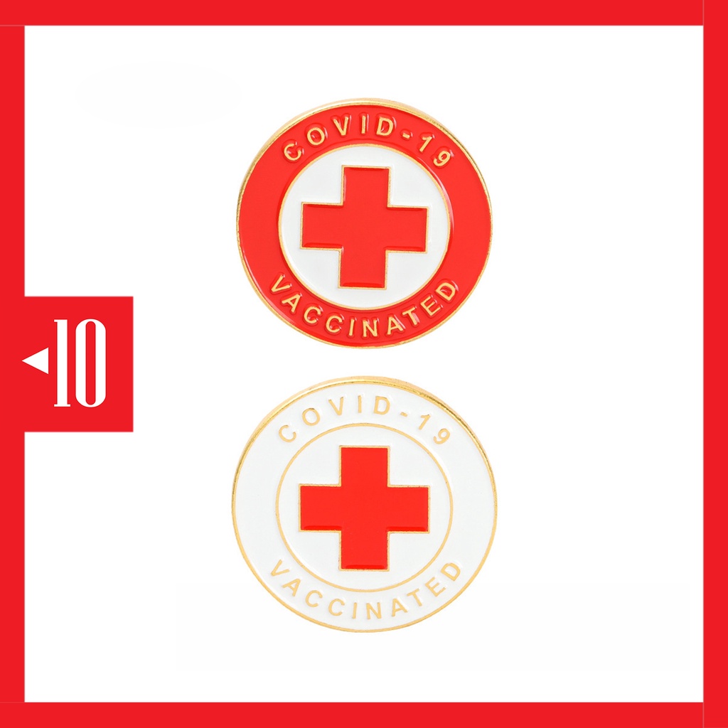 EP04 enamel pin bros badge aksesoris wanita kesehatan covid vaccinated vaksin