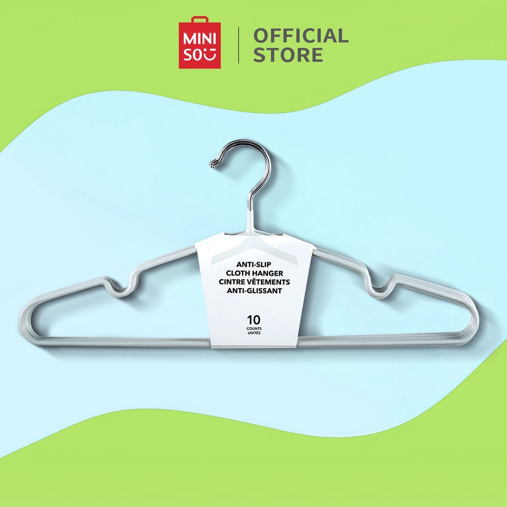 MINISO Gantungan Baju Hanger Clothes Celana Logam Metal Plastik Anti Slip 10 pcs Dewasa Anak Multifu