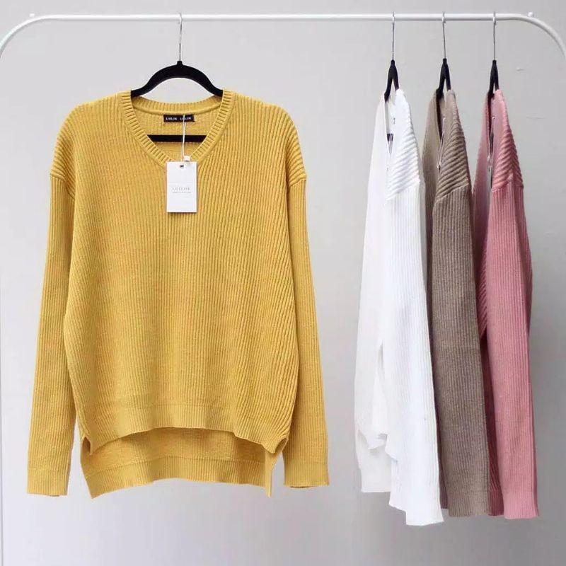 VIONA-ATASAN RAJUT// VIONA BOXY-V NECK SWEATER / ATASAN RAJUT WANITA HALUS/ ATASAN BAJU MURAH