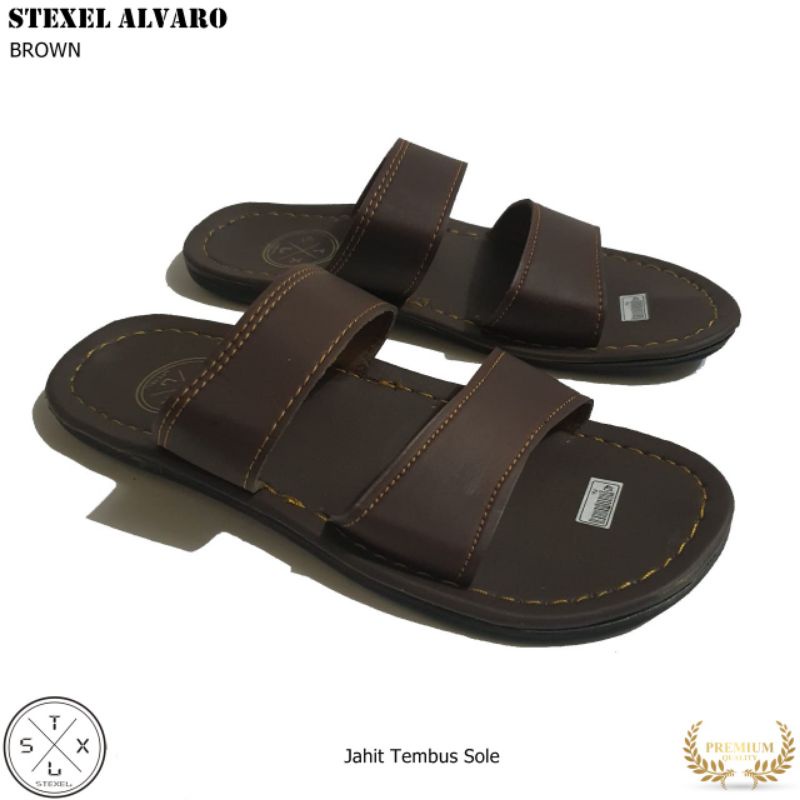 Sandal Slide kulit Pria kekinian sendal Slop Selop Slip On Slide Cowok Cowo Laki Laki Dewasa Formal 