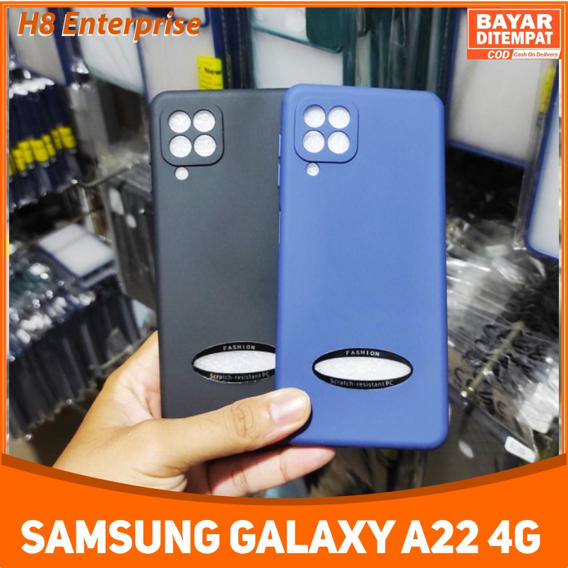 Case Samsumg Galaxy A22 4G Liquid Luxsury Leather Logo Hole 3D Kamera Protection