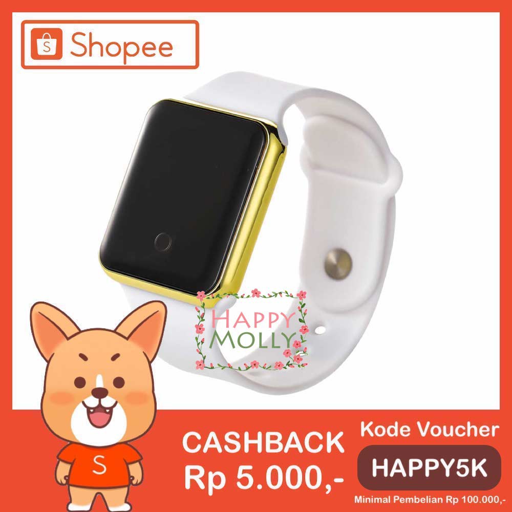 Touch Screen★LED Watch [ White Gold ] Jam Tangan Digital Pria &amp; Wanita - Strap Rubber