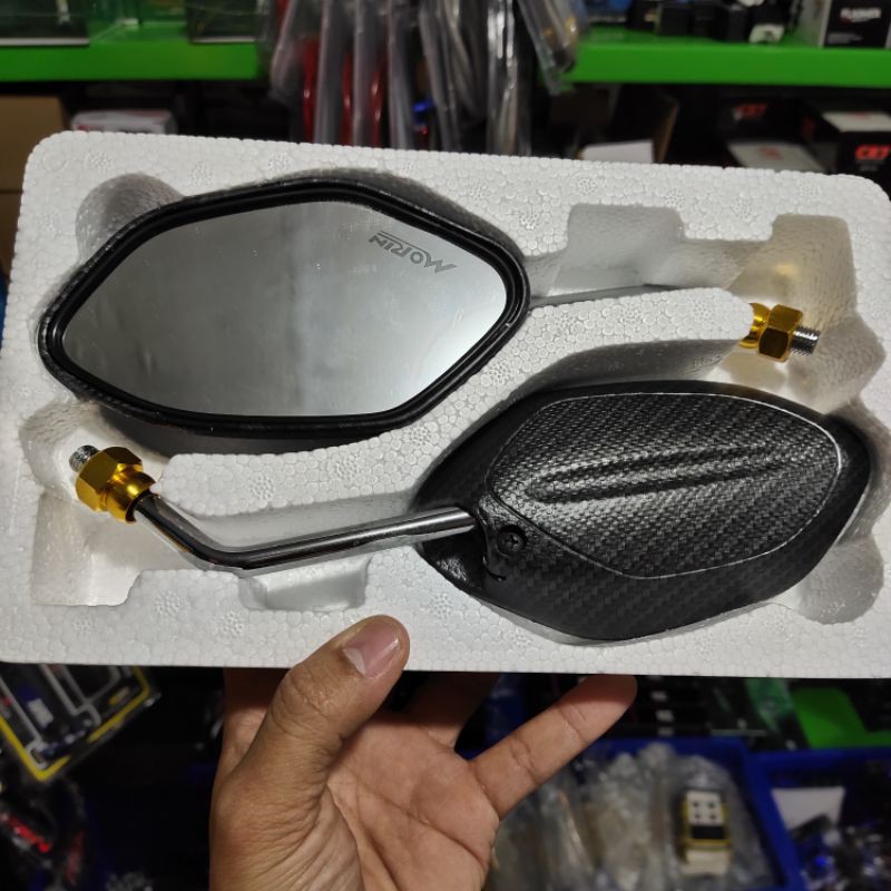 spion model beat carbon tangkai cp sedang drat Honda beat Scoopy Vario Supra dll