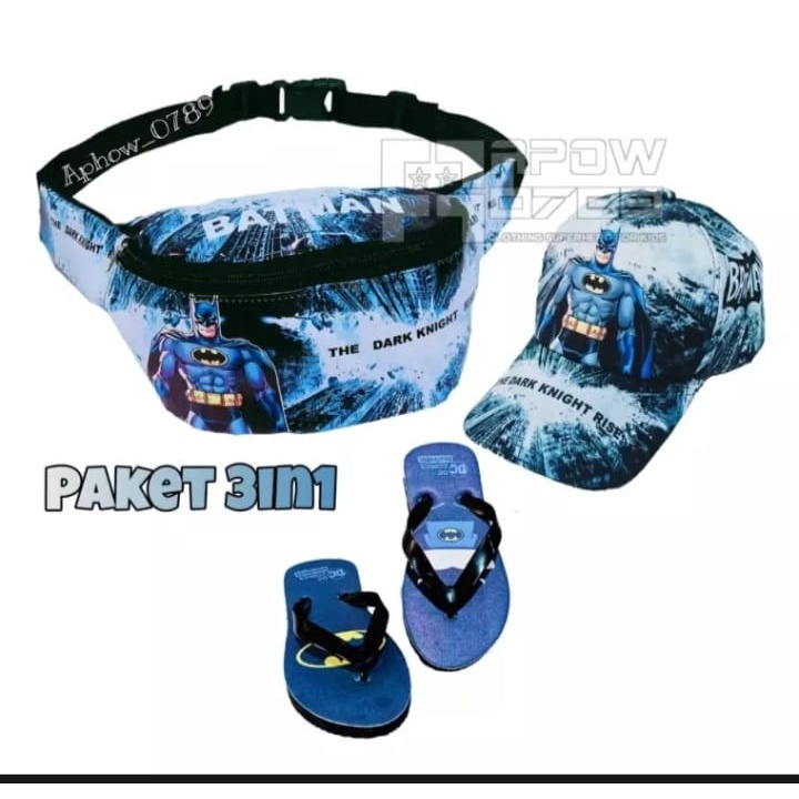 paket wasbag anak 3in1 topi+sandal terbaru