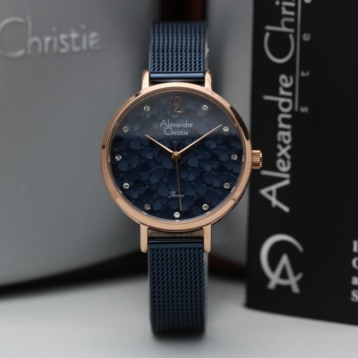 ALEXANDRE CHRISTIE ORIGINAL AC2728 BIRU ROSEGOLD JAM WANITA