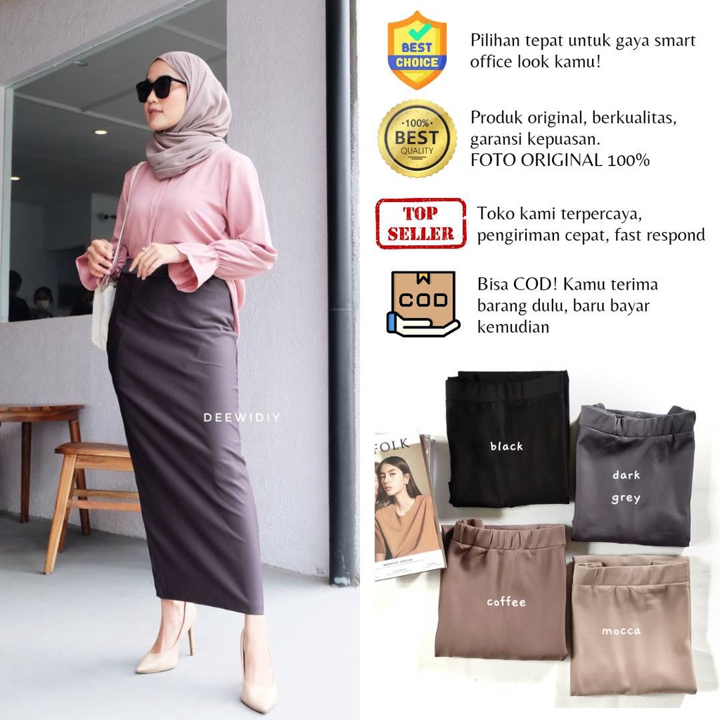 ROK KERJA PANJANG WANITA SPAN PREMIUM CUTTING SLIM - KALIA SKIRT DEEWIDIY