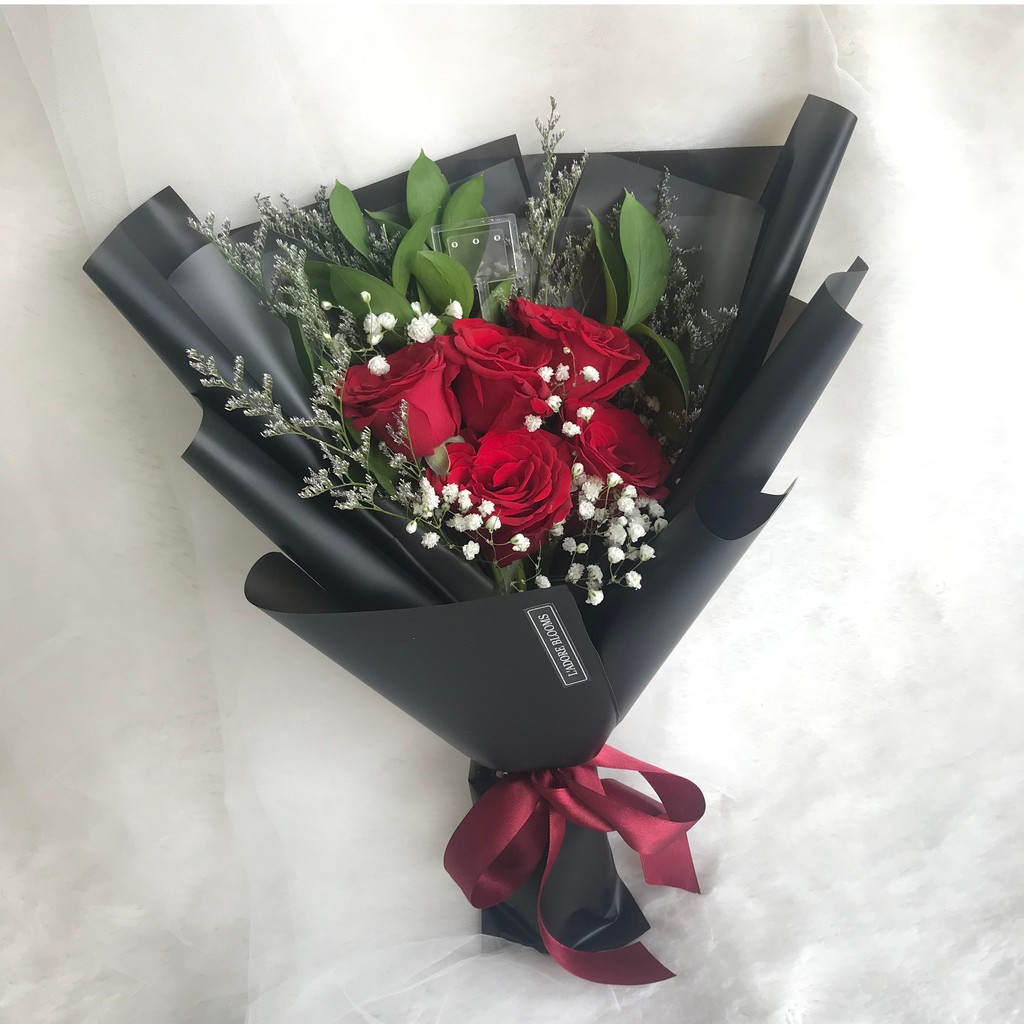 5 Rose Bouquet Bunga Graduation Bunga Wisuda Fresh Flower Buket Bunga Mawar Ladoreblooms Shopee Indonesia