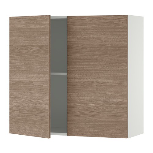 KNOXHULT Kabinet dinding dg pintu, efek kayu/abu-abu 80x75 cm