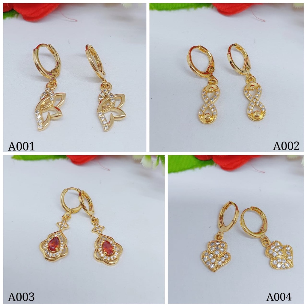 Anting xuping permata full lapis emas A001-A004