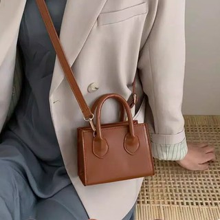 Image of shoulder bag vintage handbag wanita bentuk kotak korean slingbag