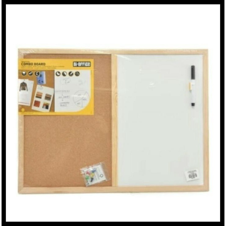 

Bi-Silque Cork Pin Board Papan Tulis Kayu Kombinasi White 60X45 Cm