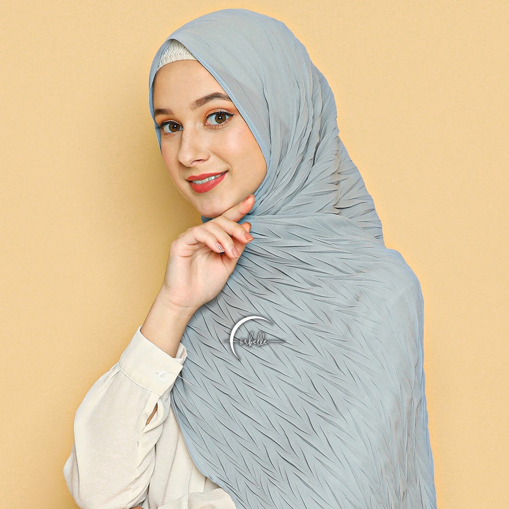 PASHMINA PLISKET ZAFRON PADI ZIGZAG • PLEATS • PLEATED SHAWL BY ORBELLE