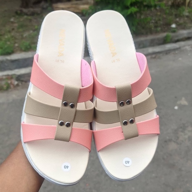 sandal Slide flat Nevada wanita sendal wanita slop ringan sandal cewek NV 876.