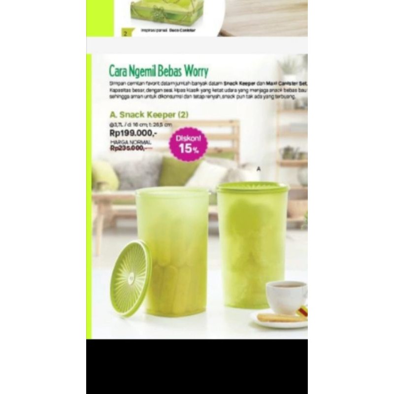 snack keeper 2 tupperware toples hijau