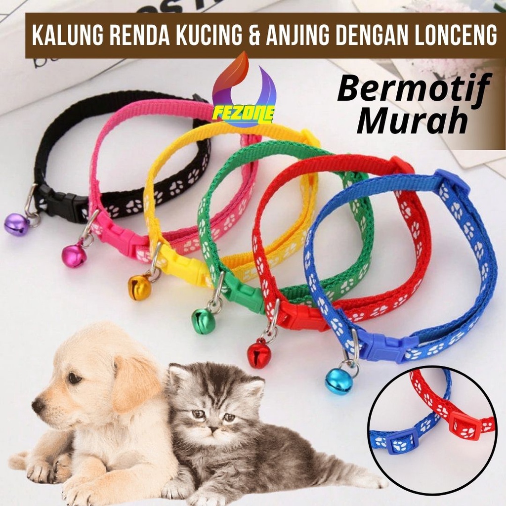 KALUNG KUCING ANJING LONCENG MOTIF JEJAK KAKI WARNA WARNI SEBAGAI PENANDA HEWAN PELIHARAAN AGAR TIDAK MUDAH HILANG FEZONE