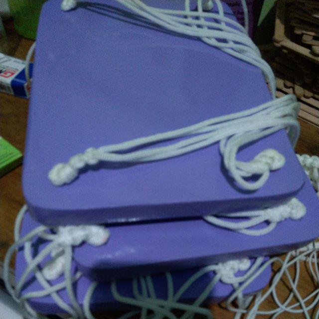 Rak Dinding Gantung Pot Tanaman 3 Susun Ungu Tali Putih Minimalis