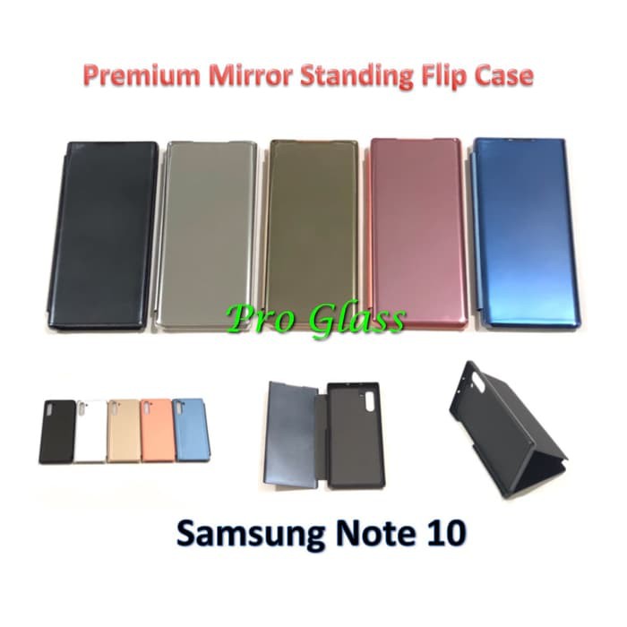 Samsung Note 10 / Samsung Note 10+ Clear View Mirror Standing Flip Cover Case Premium