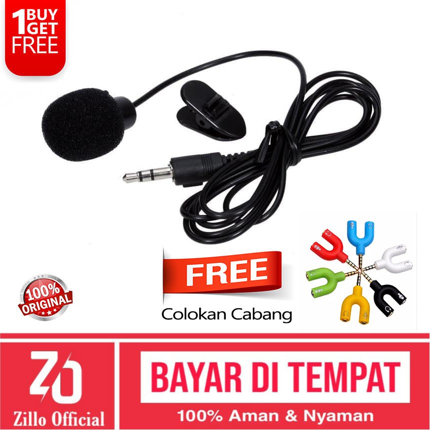 ZILLO Mic Microphone Vlog Youtuber Smule Free Colokan Cabang Audio Splitter U Original