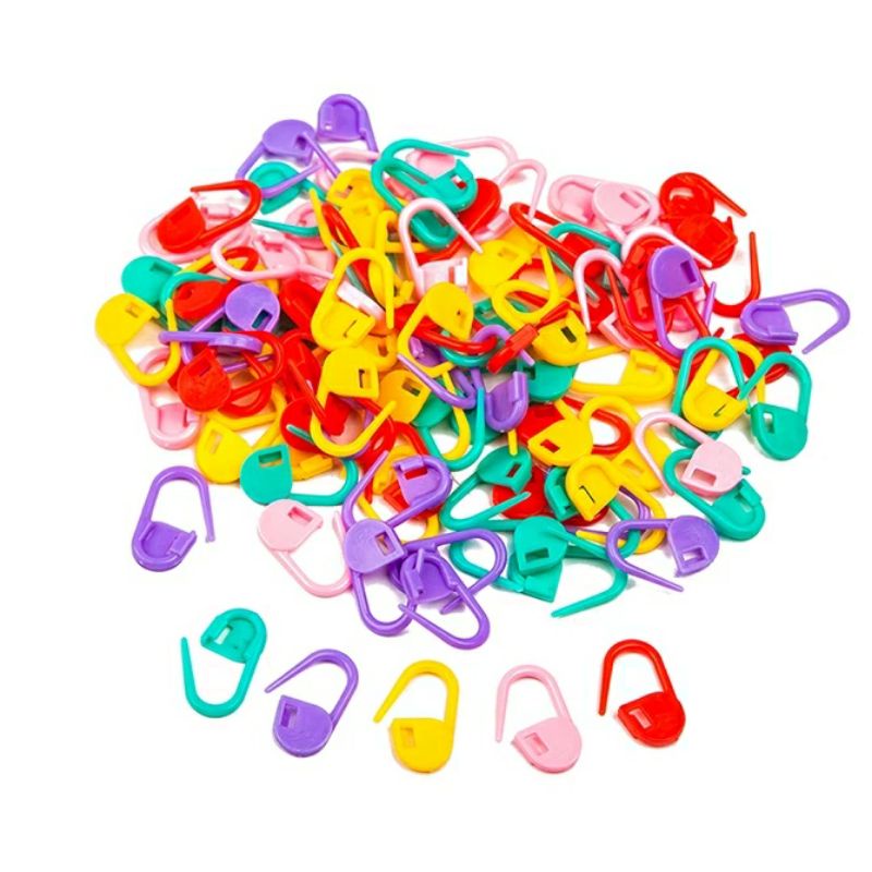 Peniti Plastik Isi 2Lusin Kait Strap Masker Penanda  Rajut Warna Warni
