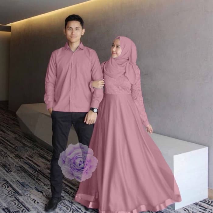 GAMIS PESTA BROKAT COMBI TILE COUPLE GRACENAT       Terusan