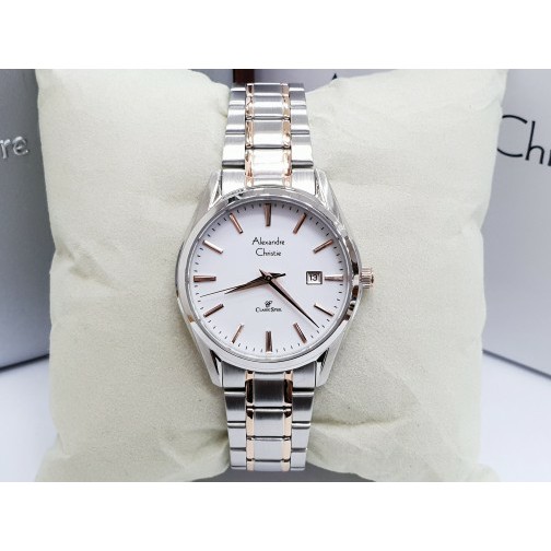 ALEXANDRE CHRISTIE WATCH AC 8554 WANITA SILVER COMBI GOLD ORIGINAL