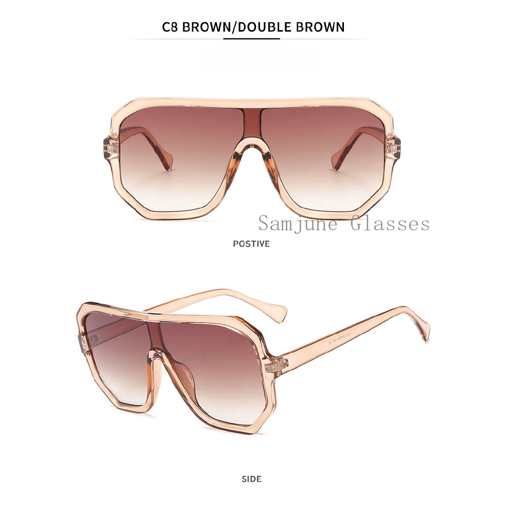 2022 Kacamata Hitam Wanita Model Frame Oversize Flat Top Untuk Outdoor