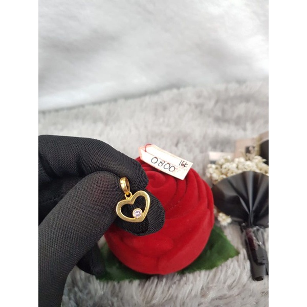 LT1783E152E liontin model love permata pink emas kuning asli berat 0.800 kadar 70% 16k