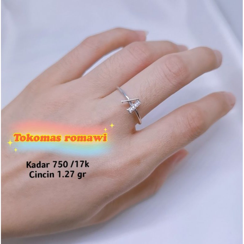 Cincin huruf A emas asli kadar 750 /17k - 1.27gr